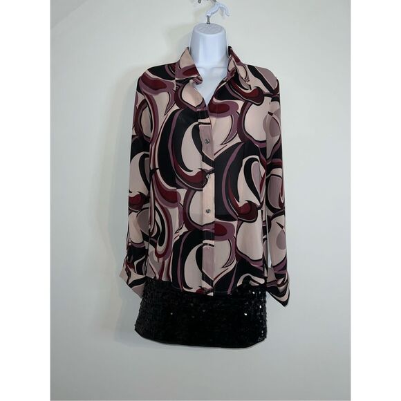 Y2K abstract Longsleeve Button Down. Size medium - Picture 2 of 8